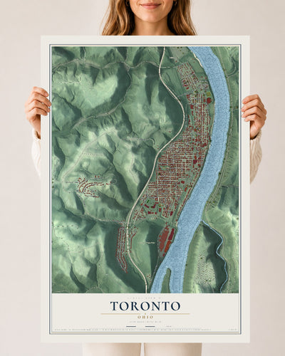 Map of Toronto, Ohio, 24 x 36 inch unframed archival matte print