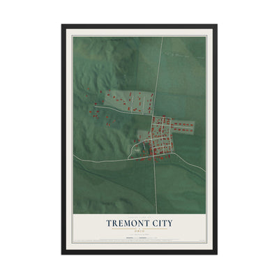 Map of Tremont City, Ohio, 12 x 18 inch print in a black wood frame