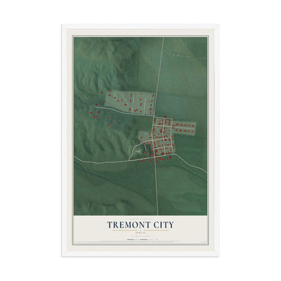 Map of Tremont City, Ohio, 12 x 18 inch print in a white wood frame