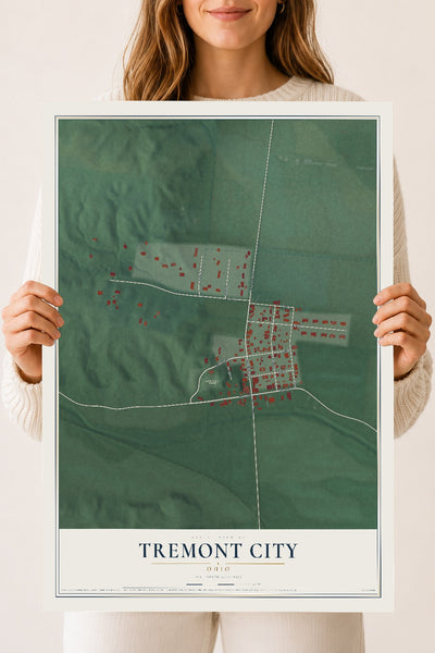 Map of Tremont City, Ohio, 18 x 24 inch unframed archival matte print