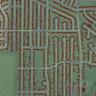Second close-up of the map of Trenton, Ohio print showing more streets and buildings