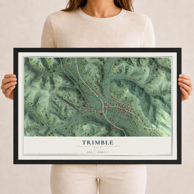 Map of Trimble, Ohio, 12 x 18 inch print in a black wood frame