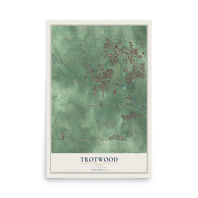 Map of Trotwood, Ohio, 12 x 18 inch unframed archival matte print