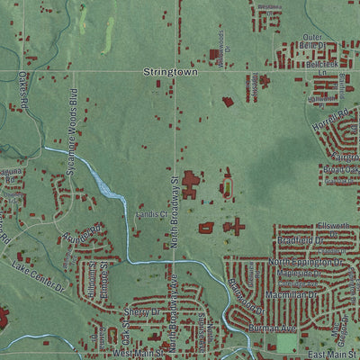 Second close-up of the map of Trotwood, Ohio print showing more streets and buildings
