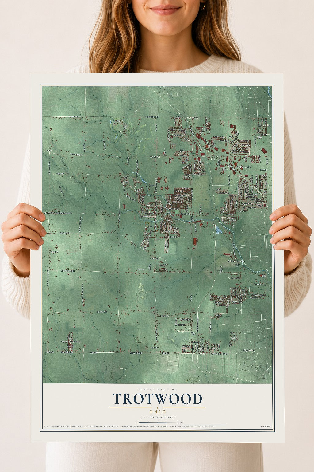 Map of Trotwood, Ohio, 18 x 24 inch unframed archival matte print