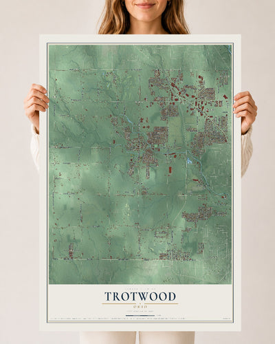 Map of Trotwood, Ohio, 24 x 36 inch unframed archival matte print