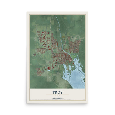 Map of Troy, Ohio, 12 x 18 inch unframed archival matte print