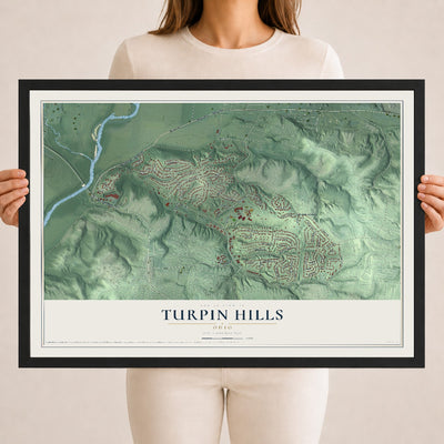 Map of Turpin Hills, Ohio, 18 x 24 inch print in a black wood frame