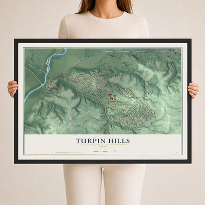 Map of Turpin Hills, Ohio, 24 x 36 inch print in a black wood frame