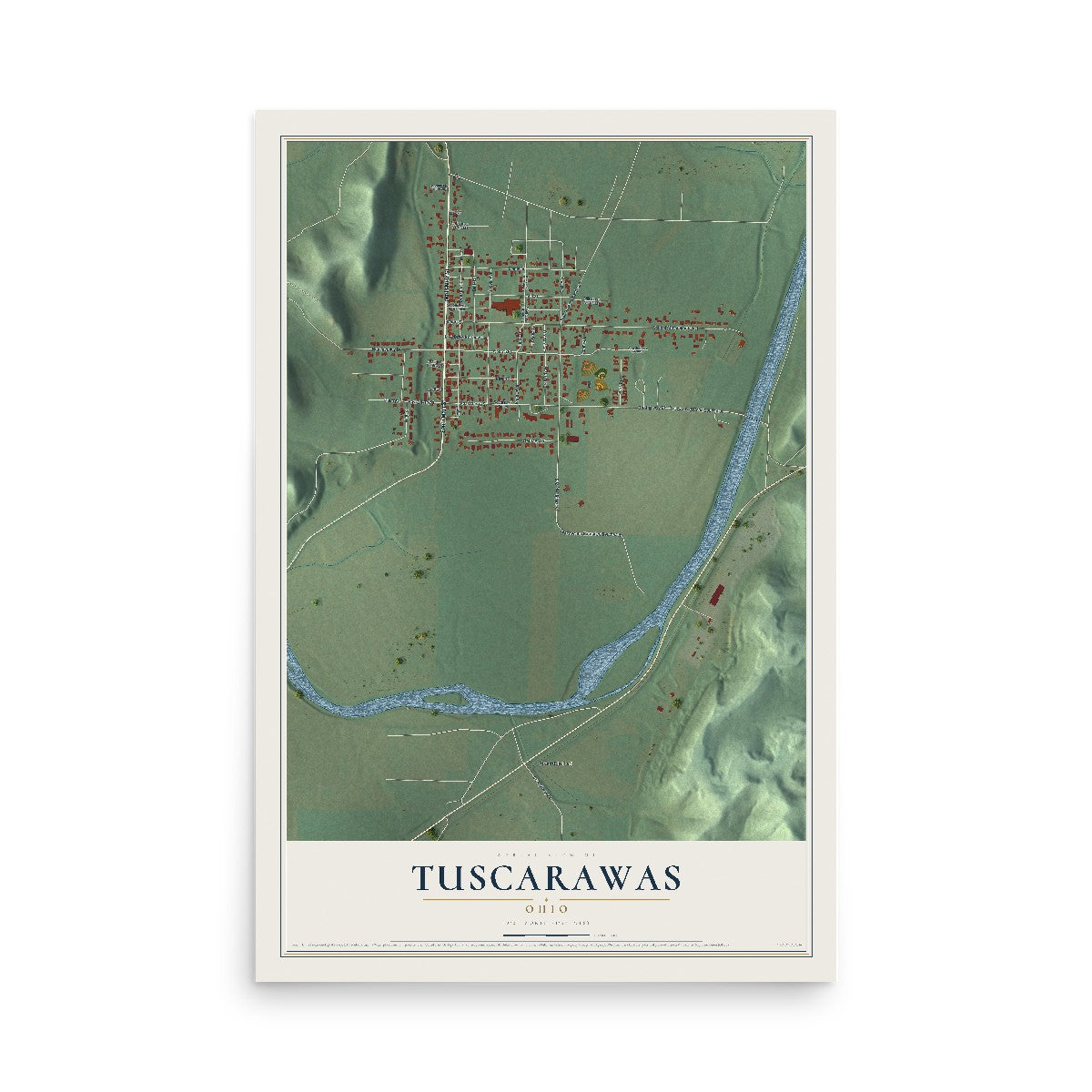 Map of Tuscarawas, Ohio, 12 x 18 inch unframed archival matte print