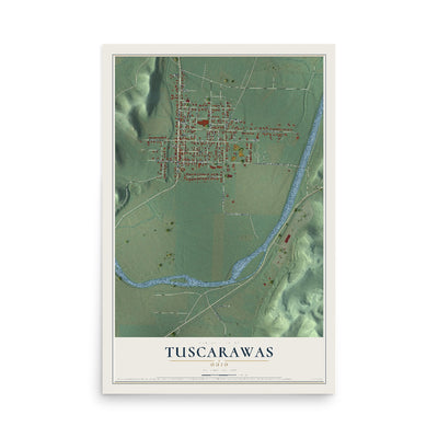 Map of Tuscarawas, Ohio, 12 x 18 inch unframed archival matte print