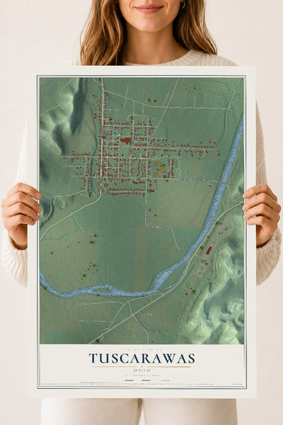 Map of Tuscarawas, Ohio, 18 x 24 inch unframed archival matte print