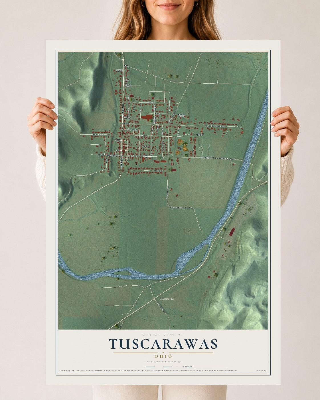Map of Tuscarawas, Ohio, 24 x 36 inch unframed archival matte print