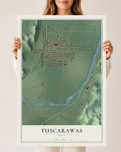 Map of Tuscarawas, Ohio, 24 x 36 inch unframed archival matte print