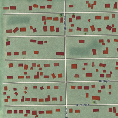 Close-up of the map of Twinsburg Heights, Ohio print showing street and building detail
