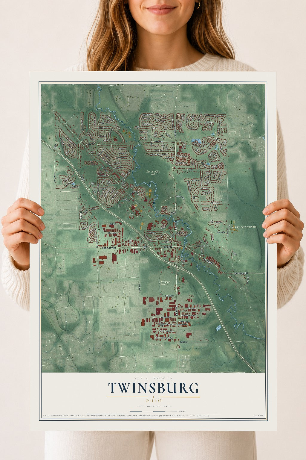 Map of Twinsburg, Ohio, 18 x 24 inch unframed archival matte print