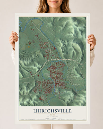 Map of Uhrichsville, Ohio, 24 x 36 inch unframed archival matte print