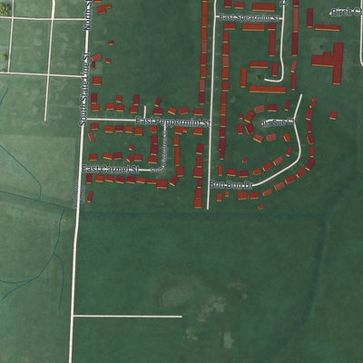 Second close-up of the map of Union City, Ohio print showing more streets and buildings