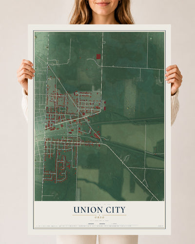 Map of Union City, Ohio, 24 x 36 inch unframed archival matte print