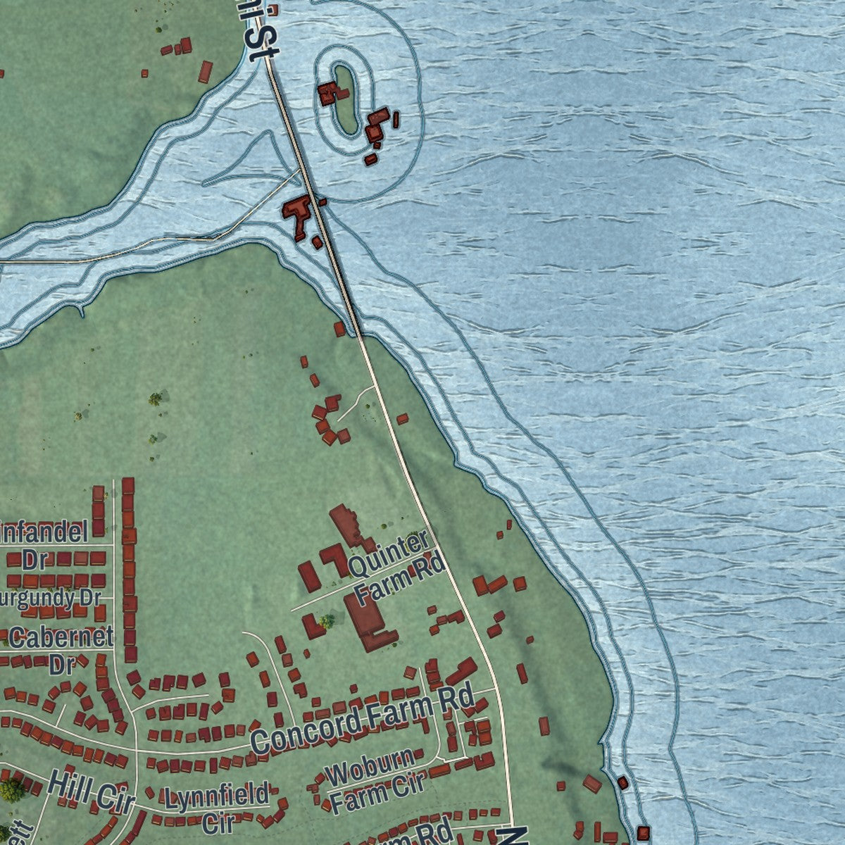 Second close-up of the map of Union, Ohio print showing more streets and buildings