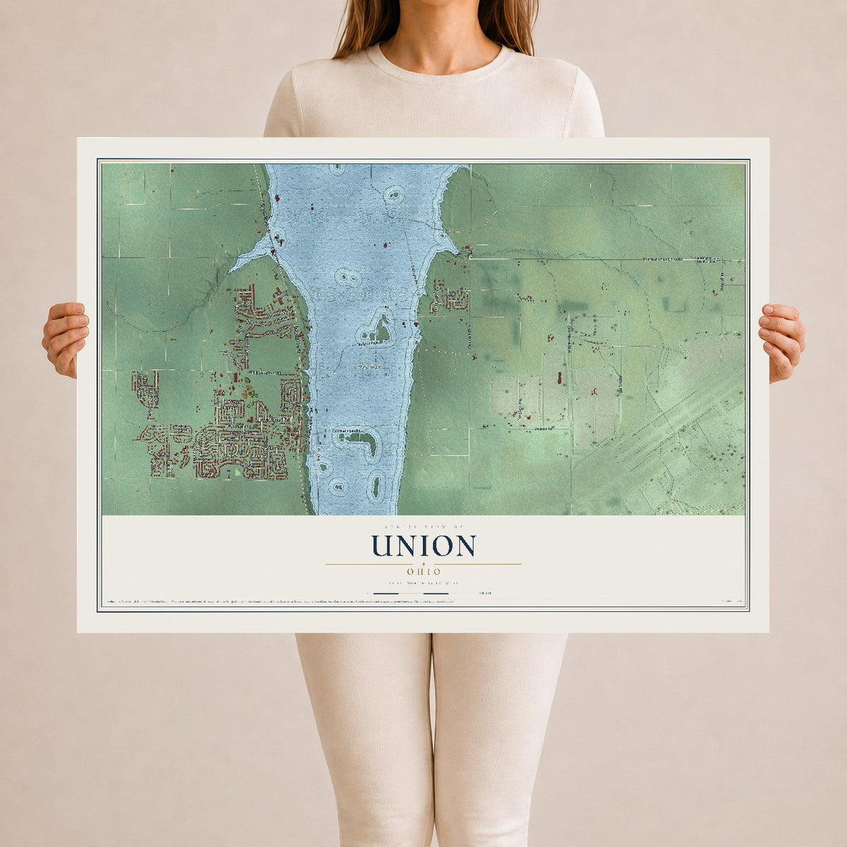 Map of Union, Ohio, 24 x 36 inch unframed archival matte print