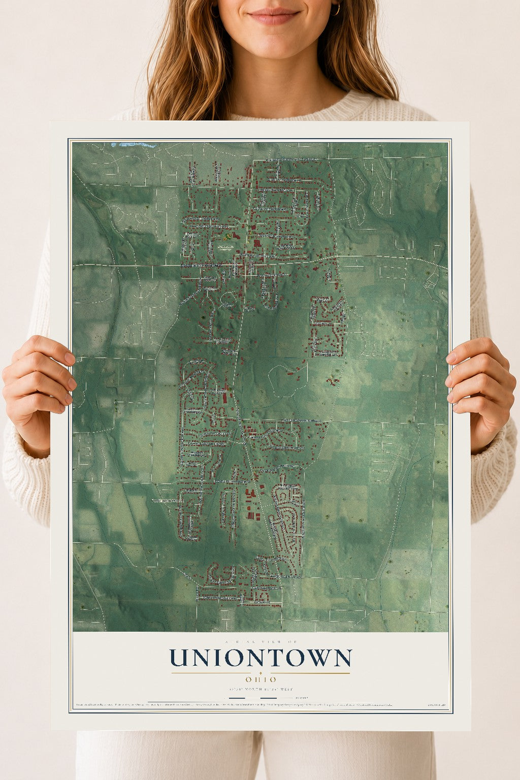 Map of Uniontown, Ohio, 18 x 24 inch unframed archival matte print