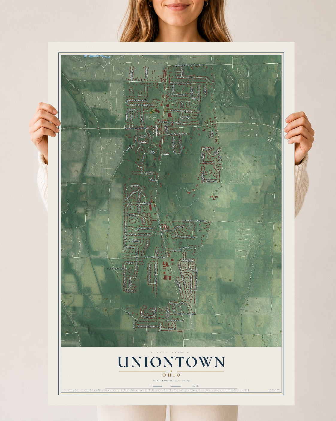 Map of Uniontown, Ohio, 24 x 36 inch unframed archival matte print