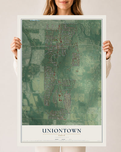 Map of Uniontown, Ohio, 24 x 36 inch unframed archival matte print