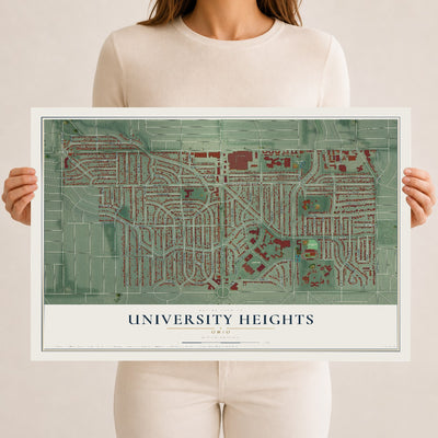 Map of University Heights, Ohio, 12 x 18 inch unframed archival matte print