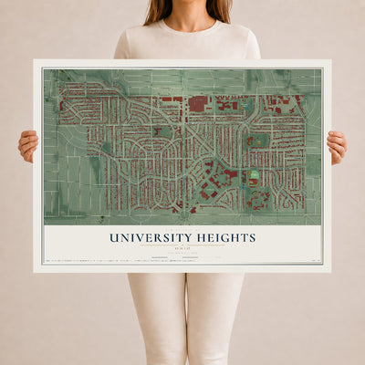 Map of University Heights, Ohio, 24 x 36 inch unframed archival matte print