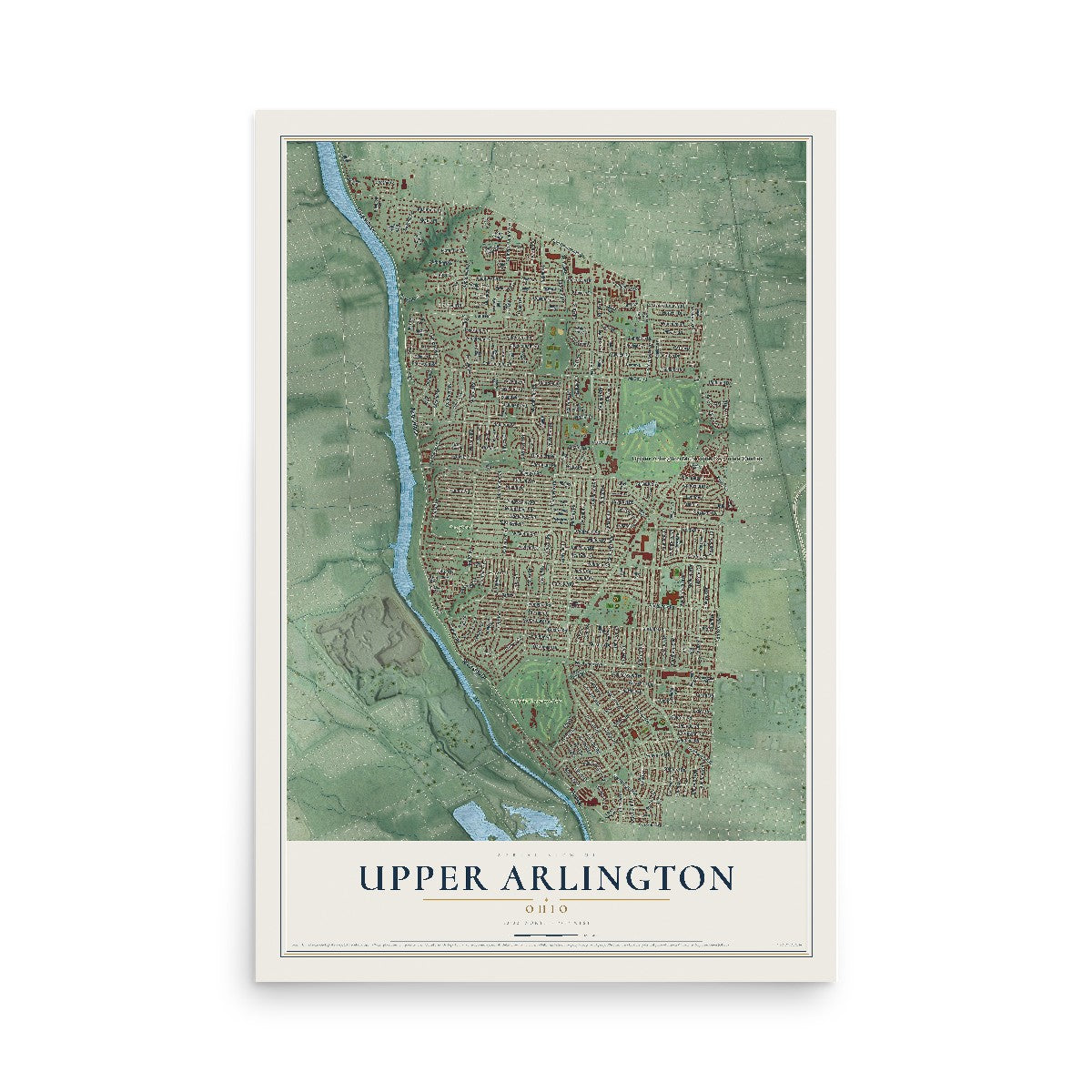 Map of Upper Arlington, Ohio, 12 x 18 inch unframed archival matte print