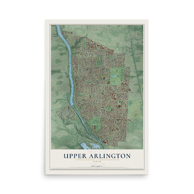 Map of Upper Arlington, Ohio, 12 x 18 inch unframed archival matte print