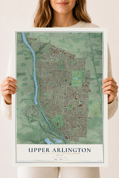 Map of Upper Arlington, Ohio, 18 x 24 inch unframed archival matte print