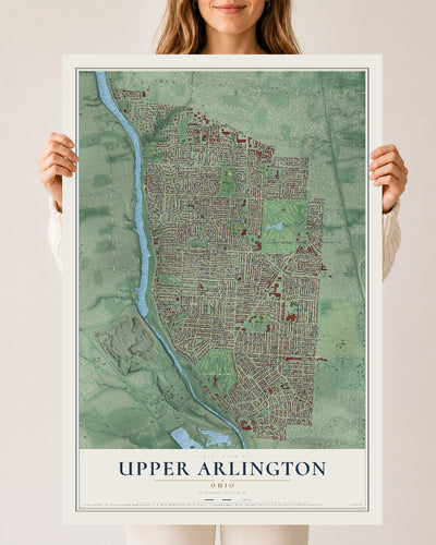 Map of Upper Arlington, Ohio, 24 x 36 inch unframed archival matte print
