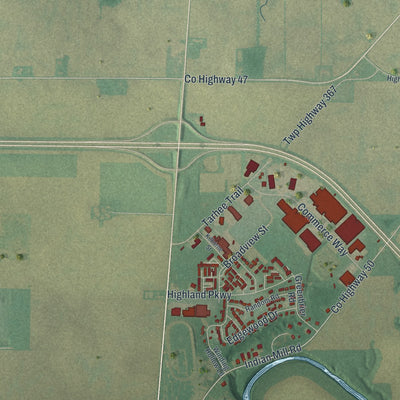 Second close-up of the map of Upper Sandusky, Ohio print showing more streets and buildings