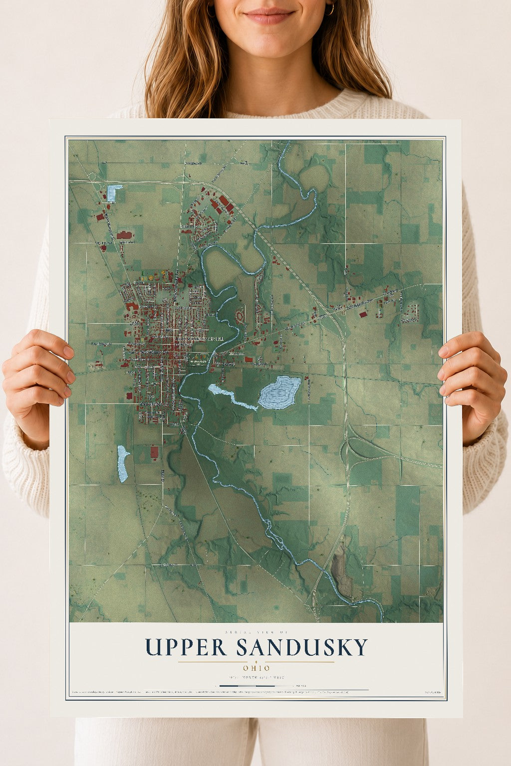 Map of Upper Sandusky, Ohio, 18 x 24 inch unframed archival matte print