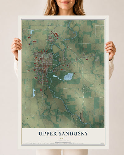 Map of Upper Sandusky, Ohio, 24 x 36 inch unframed archival matte print