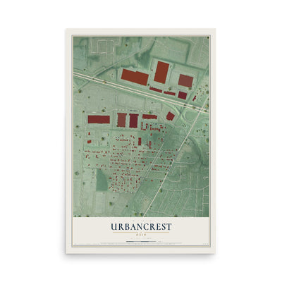 Map of Urbancrest, Ohio, 12 x 18 inch unframed archival matte print