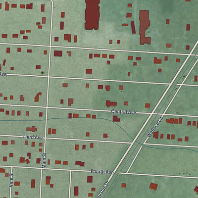 Close-up of the map of Urbancrest, Ohio print showing street and building detail