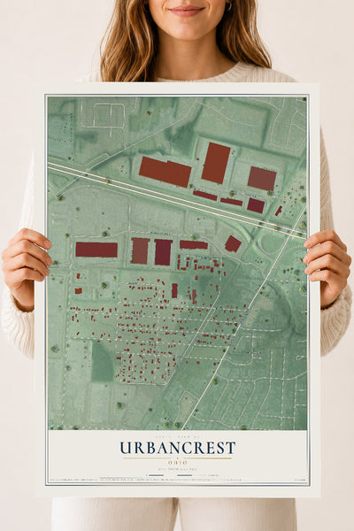 Map of Urbancrest, Ohio, 18 x 24 inch unframed archival matte print