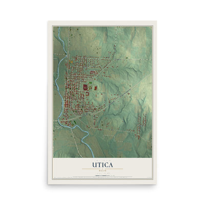 Map of Utica, Ohio, 12 x 18 inch unframed archival matte print