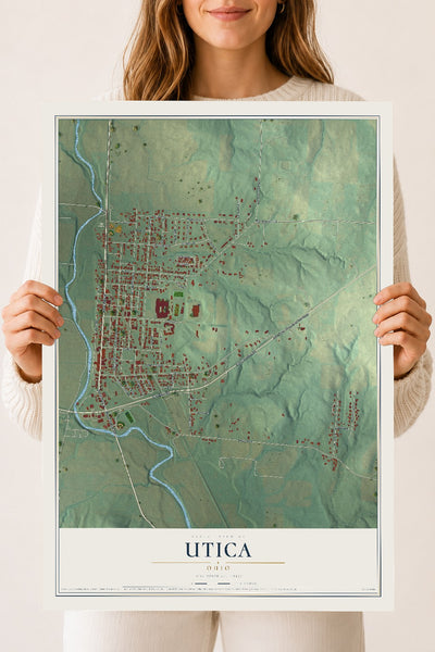Map of Utica, Ohio, 18 x 24 inch unframed archival matte print