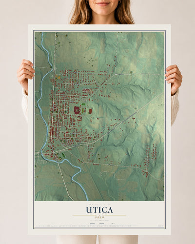 Map of Utica, Ohio, 24 x 36 inch unframed archival matte print