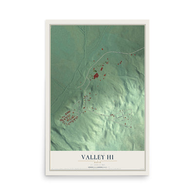 Map of Valley Hi, Ohio, 12 x 18 inch unframed archival matte print
