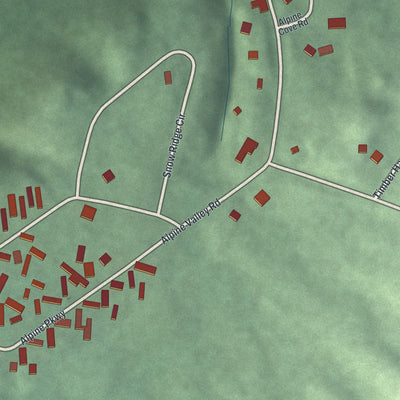 Close-up of the map of Valley Hi, Ohio print showing street and building detail