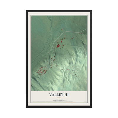 Map of Valley Hi, Ohio, 12 x 18 inch print in a black wood frame