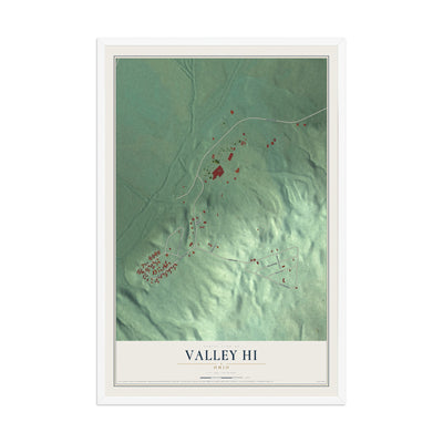 Map of Valley Hi, Ohio, 12 x 18 inch print in a white wood frame