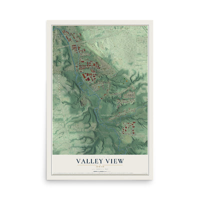 Map of Valley View, Ohio, 12 x 18 inch unframed archival matte print
