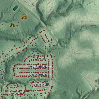 Second close-up of the map of Valley View, Ohio print showing more streets and buildings