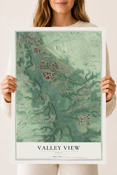 Map of Valley View, Ohio, 18 x 24 inch unframed archival matte print
